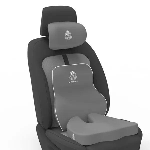 MRRON_Memory_Foam_Car_Seat_Cushion_Set_�_Lumbar_Back_Support,_Coccyx_Seat_Pad_&_Neck_Pillow_�_Ergonomic_Pain_Relief_for_Back,_Tailbone,_Sciatica_�_Ideal_for_Driving,_Office_&_Travel.