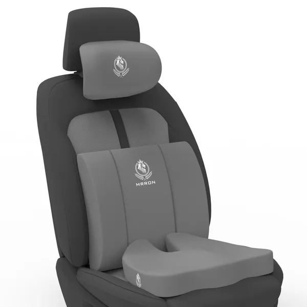 MRRON_Memory_Foam_Car_Seat_Cushion_Set_�_Lumbar_Back_Support,_Coccyx_Seat_Pad_&_Neck_Pillow_�_Ergonomic_Pain_Relief_for_Back,_Tailbone,_Sciatica_�_Ideal_for_Driving,_Office_&_Travel.
