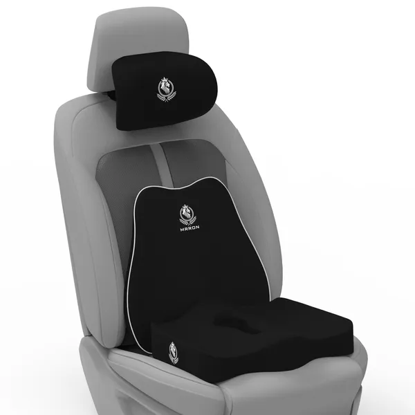 MRRON_Memory_Foam_Car_Seat_Cushion_Set_�_Lumbar_Back_Support,_Coccyx_Seat_Pad_&_Neck_Pillow_�_Ergonomic_Pain_Relief_for_Back,_Tailbone,_Sciatica_�_Ideal_for_Driving,_Office_&_Travel.