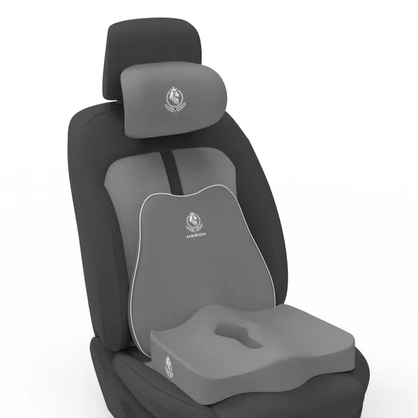 MRRON_Memory_Foam_Car_Seat_Cushion_Set_�_Lumbar_Back_Support,_Coccyx_Seat_Pad_&_Neck_Pillow_�_Ergonomic_Pain_Relief_for_Back,_Tailbone,_Sciatica_�_Ideal_for_Driving,_Office_&_Travel.