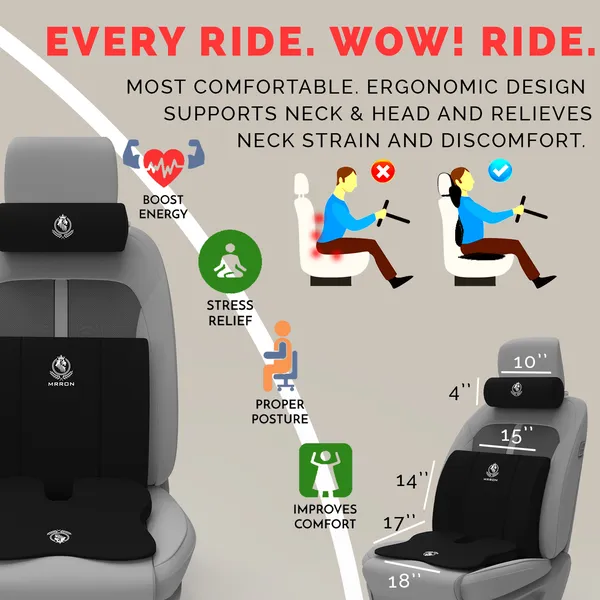 MRRON_Memory_Foam_Car_Seat_Cushion_Combo_–_Backrest,_Seat_Cushion_&_Neckrest_for_Tailbone,_Sciatica_&_Back_Pain_Relief_–_Orthopedic_Support_for_Driving,_Office_Chair.
