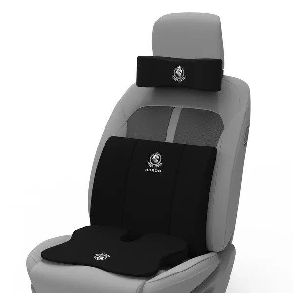 MRRON_Memory_Foam_Car_Seat_Cushion_Combo_–_Backrest,_Seat_Cushion_&_Neckrest_for_Tailbone,_Sciatica_&_Back_Pain_Relief_–_Orthopedic_Support_for_Driving,_Office_Chair.