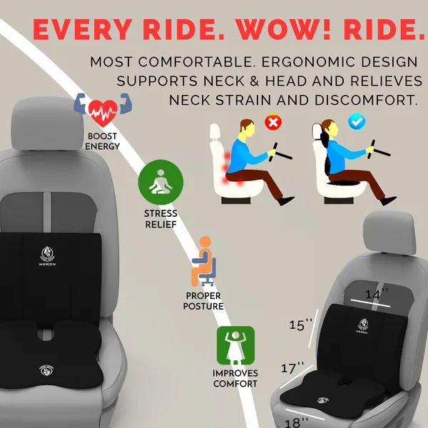 MRRON_Memory_Foam_Car_Seat_Cushion_Combo_–_Backrest,_Seat_Cushion_&_Neckrest_for_Tailbone,_Sciatica_&_Back_Pain_Relief_–_Orthopedic_Support_for_Driving,_Office_Chair.