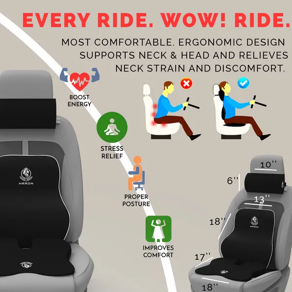 MRRON_Memory_Foam_Car_Seat_Cushion_Combo_–_Backrest,_Seat_Cushion_&_Neckrest_for_Tailbone,_Sciatica_&_Back_Pain_Relief_–_Orthopedic_Support_for_Driving,_Office_Chair.