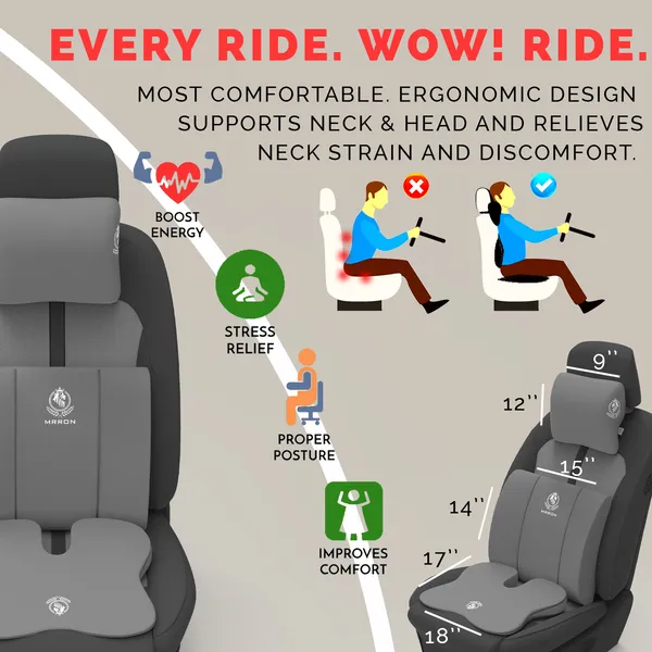 MRRON_Memory_Foam_Car_Seat_Cushion_Combo_–_Backrest,_Seat_Cushion_&_Neckrest_for_Tailbone,_Sciatica_&_Back_Pain_Relief_–_Orthopedic_Support_for_Driving,_Office_Chair.