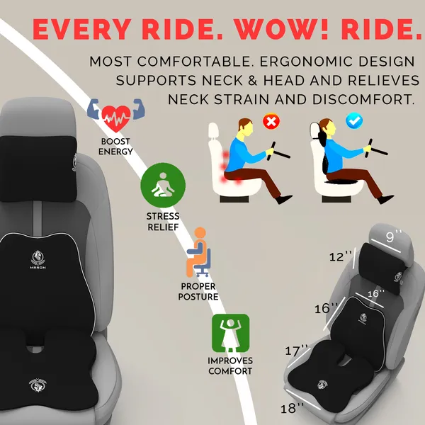 MRRON_Memory_Foam_Car_Seat_Cushion_Combo_–_Backrest,_Seat_Cushion_&_Neckrest_for_Tailbone,_Sciatica_&_Back_Pain_Relief_–_Orthopedic_Support_for_Driving,_Office_Chair.