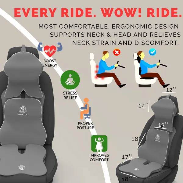 MRRON_Memory_Foam_Car_Seat_Cushion_Combo_–_Backrest,_Seat_Cushion_&_Neckrest_for_Tailbone,_Sciatica_&_Back_Pain_Relief_–_Orthopedic_Support_for_Driving,_Office_Chair.
