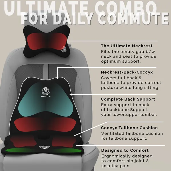 MRRON_Memory_Foam_Car_Seat_Cushion_Combo_–_Backrest,_Seat_Cushion_&_Neckrest_for_Tailbone,_Sciatica_&_Back_Pain_Relief_–_Orthopedic_Support_for_Driving,_Office_Chair.