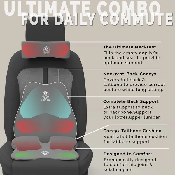 MRRON_Memory_Foam_Car_Seat_Cushion_Combo_–_Backrest,_Seat_Cushion_&_Neckrest_for_Tailbone,_Sciatica_&_Back_Pain_Relief_–_Orthopedic_Support_for_Driving,_Office_Chair.