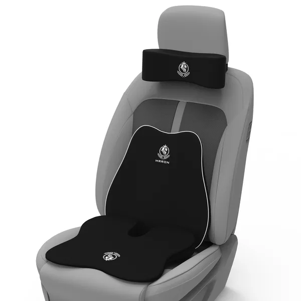 MRRON_Memory_Foam_Car_Seat_Cushion_Combo_–_Backrest,_Seat_Cushion_&_Neckrest_for_Tailbone,_Sciatica_&_Back_Pain_Relief_–_Orthopedic_Support_for_Driving,_Office_Chair.
