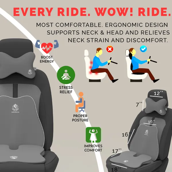 MRRON_Memory_Foam_Car_Seat_Cushion_Combo_–_Backrest,_Seat_Cushion_&_Neckrest_for_Tailbone,_Sciatica_&_Back_Pain_Relief_–_Orthopedic_Support_for_Driving,_Office_Chair.