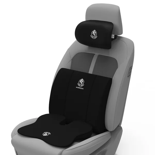 MRRON_Memory_Foam_Car_Seat_Cushion_Combo_–_Backrest,_Seat_Cushion_&_Neckrest_for_Tailbone,_Sciatica_&_Back_Pain_Relief_–_Orthopedic_Support_for_Driving,_Office_Chair.
