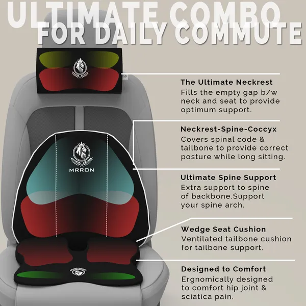 MRRON_Memory_Foam_Car_Seat_Cushion_Combo_–_Backrest,_Seat_Cushion_&_Neckrest_for_Tailbone,_Sciatica_&_Back_Pain_Relief_–_Orthopedic_Support_for_Driving,_Office_Chair.