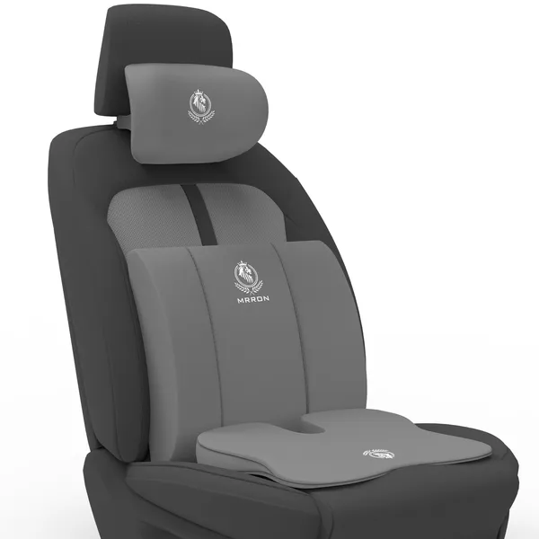 MRRON_Memory_Foam_Car_Seat_Cushion_Combo_–_Backrest,_Seat_Cushion_&_Neckrest_for_Tailbone,_Sciatica_&_Back_Pain_Relief_–_Orthopedic_Support_for_Driving,_Office_Chair.