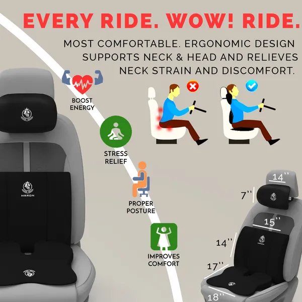 MRRON_Memory_Foam_Car_Seat_Cushion_Combo_–_Backrest,_Seat_Cushion_&_Neckrest_for_Tailbone,_Sciatica_&_Back_Pain_Relief_–_Orthopedic_Support_for_Driving,_Office_Chair.