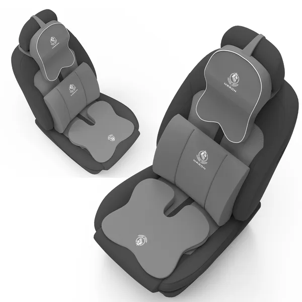 MRRON_Memory_Foam_Car_Seat_Cushion_Combo_–_Backrest,_Seat_Cushion_&_Neckrest_for_Tailbone,_Sciatica_&_Back_Pain_Relief_–_Orthopedic_Support_for_Driving,_Office_Chair.