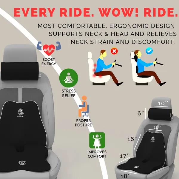 MRRON_Memory_Foam_Car_Seat_Cushion_Combo_–_Backrest,_Seat_Cushion_&_Neckrest_for_Tailbone,_Sciatica_&_Back_Pain_Relief_–_Orthopedic_Support_for_Driving,_Office_Chair.