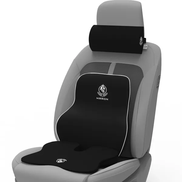 MRRON_Memory_Foam_Car_Seat_Cushion_Combo_–_Backrest,_Seat_Cushion_&_Neckrest_for_Tailbone,_Sciatica_&_Back_Pain_Relief_–_Orthopedic_Support_for_Driving,_Office_Chair.