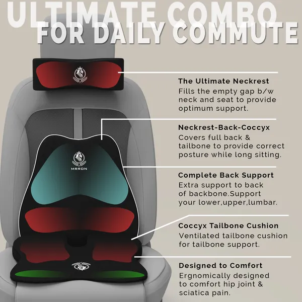 MRRON_Memory_Foam_Car_Seat_Cushion_Combo_–_Backrest,_Seat_Cushion_&_Neckrest_for_Tailbone,_Sciatica_&_Back_Pain_Relief_–_Orthopedic_Support_for_Driving,_Office_Chair.