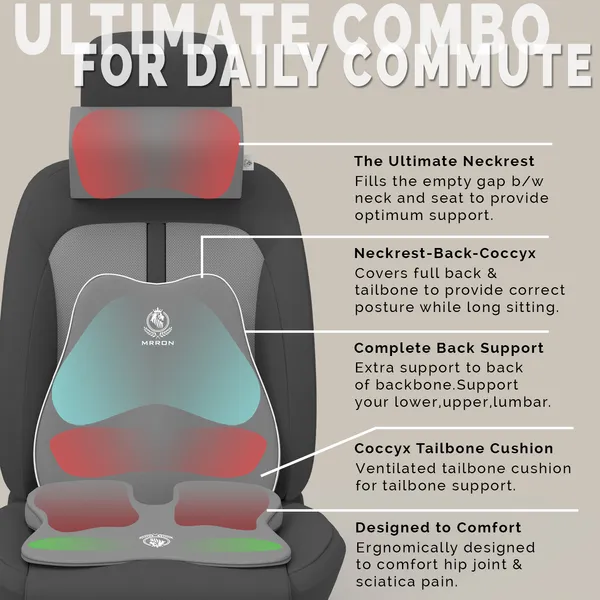 MRRON_Memory_Foam_Car_Seat_Cushion_Combo_–_Backrest,_Seat_Cushion_&_Neckrest_for_Tailbone,_Sciatica_&_Back_Pain_Relief_–_Orthopedic_Support_for_Driving,_Office_Chair.