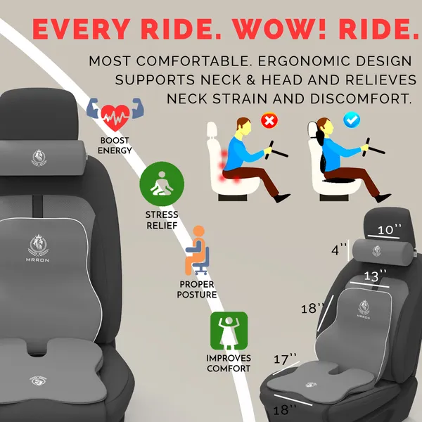 MRRON_Memory_Foam_Car_Seat_Cushion_Combo_–_Backrest,_Seat_Cushion_&_Neckrest_for_Tailbone,_Sciatica_&_Back_Pain_Relief_–_Orthopedic_Support_for_Driving,_Office_Chair.