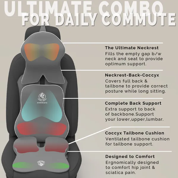 MRRON_Memory_Foam_Car_Seat_Cushion_Combo_–_Backrest,_Seat_Cushion_&_Neckrest_for_Tailbone,_Sciatica_&_Back_Pain_Relief_–_Orthopedic_Support_for_Driving,_Office_Chair.
