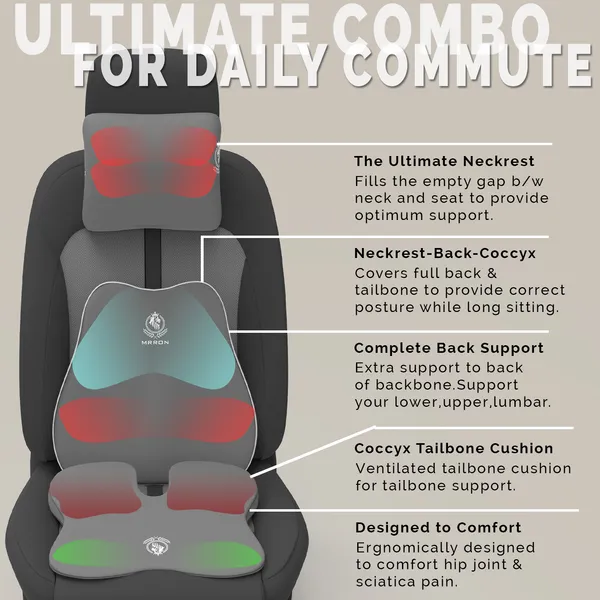MRRON_Memory_Foam_Car_Seat_Cushion_Combo_–_Backrest,_Seat_Cushion_&_Neckrest_for_Tailbone,_Sciatica_&_Back_Pain_Relief_–_Orthopedic_Support_for_Driving,_Office_Chair.