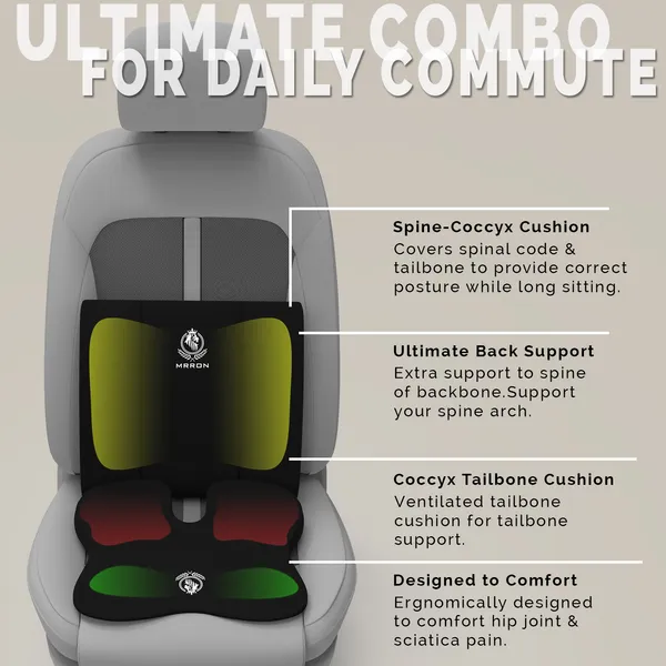 MRRON_Memory_Foam_Car_Seat_Cushion_Combo_–_Backrest,_Seat_Cushion_&_Neckrest_for_Tailbone,_Sciatica_&_Back_Pain_Relief_–_Orthopedic_Support_for_Driving,_Office_Chair.