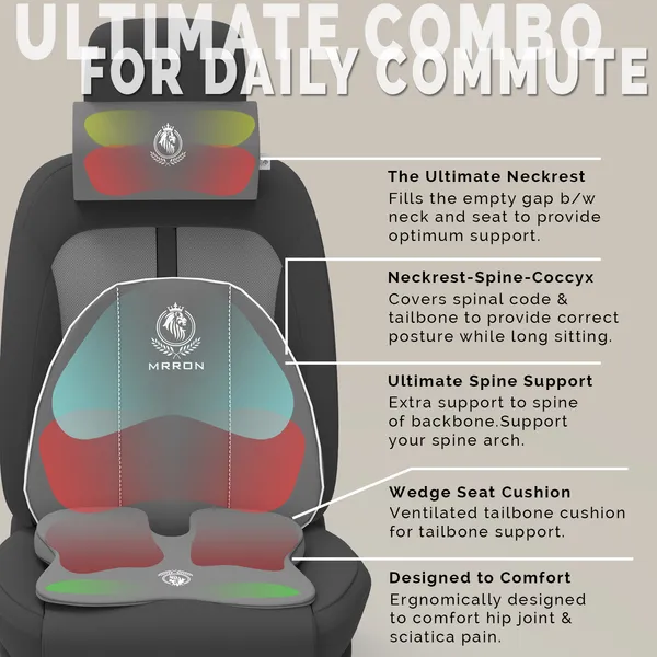 MRRON_Memory_Foam_Car_Seat_Cushion_Combo_–_Backrest,_Seat_Cushion_&_Neckrest_for_Tailbone,_Sciatica_&_Back_Pain_Relief_–_Orthopedic_Support_for_Driving,_Office_Chair.