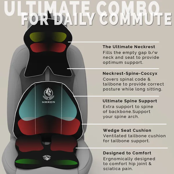 MRRON_Memory_Foam_Car_Seat_Cushion_Combo_–_Backrest,_Seat_Cushion_&_Neckrest_for_Tailbone,_Sciatica_&_Back_Pain_Relief_–_Orthopedic_Support_for_Driving,_Office_Chair.