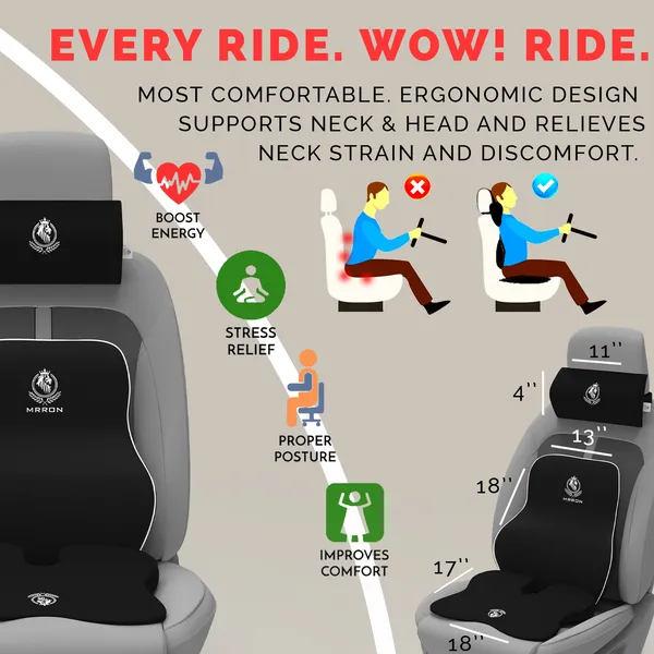 MRRON_Memory_Foam_Car_Seat_Cushion_Combo_–_Backrest,_Seat_Cushion_&_Neckrest_for_Tailbone,_Sciatica_&_Back_Pain_Relief_–_Orthopedic_Support_for_Driving,_Office_Chair.