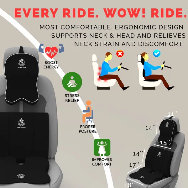 MRRON_Memory_Foam_Car_Seat_Cushion_Combo_–_Backrest,_Seat_Cushion_&_Neckrest_for_Tailbone,_Sciatica_&_Back_Pain_Relief_–_Orthopedic_Support_for_Driving,_Office_Chair.