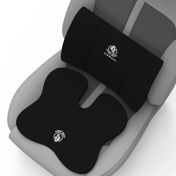 MRRON_Memory_Foam_Car_Seat_Cushion_Combo_–_Backrest,_Seat_Cushion_&_Neckrest_for_Tailbone,_Sciatica_&_Back_Pain_Relief_–_Orthopedic_Support_for_Driving,_Office_Chair.