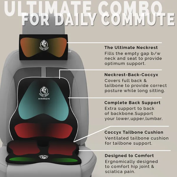 MRRON_Memory_Foam_Car_Seat_Cushion_Combo_–_Backrest,_Seat_Cushion_&_Neckrest_for_Tailbone,_Sciatica_&_Back_Pain_Relief_–_Orthopedic_Support_for_Driving,_Office_Chair.