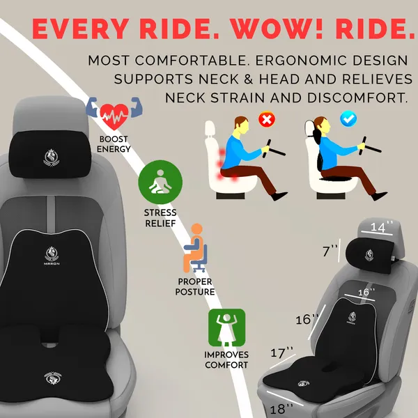 MRRON_Memory_Foam_Car_Seat_Cushion_Combo_–_Backrest,_Seat_Cushion_&_Neckrest_for_Tailbone,_Sciatica_&_Back_Pain_Relief_–_Orthopedic_Support_for_Driving,_Office_Chair.