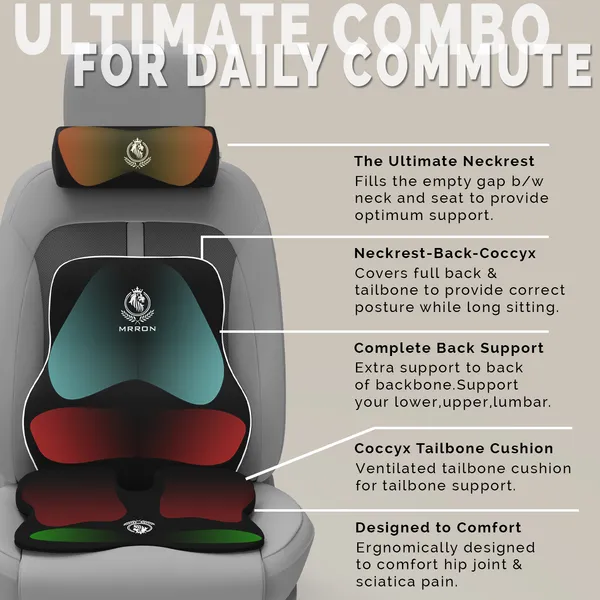 MRRON_Memory_Foam_Car_Seat_Cushion_Combo_–_Backrest,_Seat_Cushion_&_Neckrest_for_Tailbone,_Sciatica_&_Back_Pain_Relief_–_Orthopedic_Support_for_Driving,_Office_Chair.