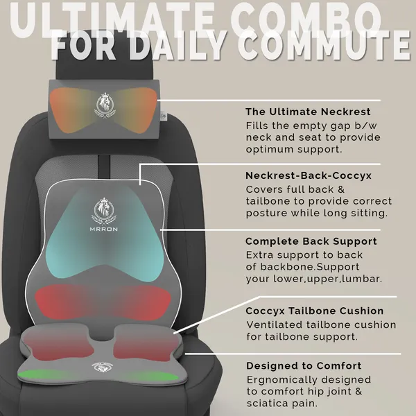 MRRON_Memory_Foam_Car_Seat_Cushion_Combo_–_Backrest,_Seat_Cushion_&_Neckrest_for_Tailbone,_Sciatica_&_Back_Pain_Relief_–_Orthopedic_Support_for_Driving,_Office_Chair.