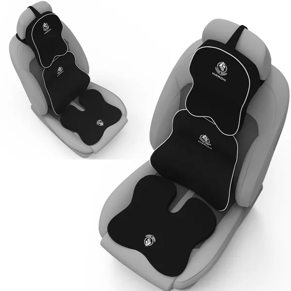 MRRON_Memory_Foam_Car_Seat_Cushion_Combo_–_Backrest,_Seat_Cushion_&_Neckrest_for_Tailbone,_Sciatica_&_Back_Pain_Relief_–_Orthopedic_Support_for_Driving,_Office_Chair.
