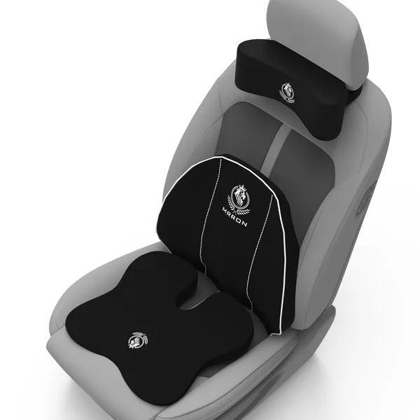 MRRON_Memory_Foam_Car_Seat_Cushion_Combo_–_Backrest,_Seat_Cushion_&_Neckrest_for_Tailbone,_Sciatica_&_Back_Pain_Relief_–_Orthopedic_Support_for_Driving,_Office_Chair.