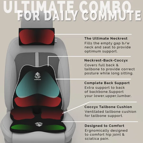 MRRON_Memory_Foam_Car_Seat_Cushion_Combo_–_Backrest,_Seat_Cushion_&_Neckrest_for_Tailbone,_Sciatica_&_Back_Pain_Relief_–_Orthopedic_Support_for_Driving,_Office_Chair.