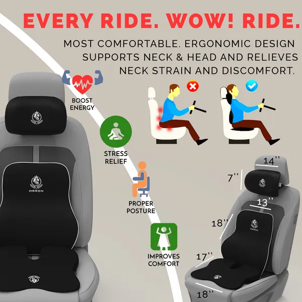 MRRON_Memory_Foam_Car_Seat_Cushion_Combo_–_Backrest,_Seat_Cushion_&_Neckrest_for_Tailbone,_Sciatica_&_Back_Pain_Relief_–_Orthopedic_Support_for_Driving,_Office_Chair.
