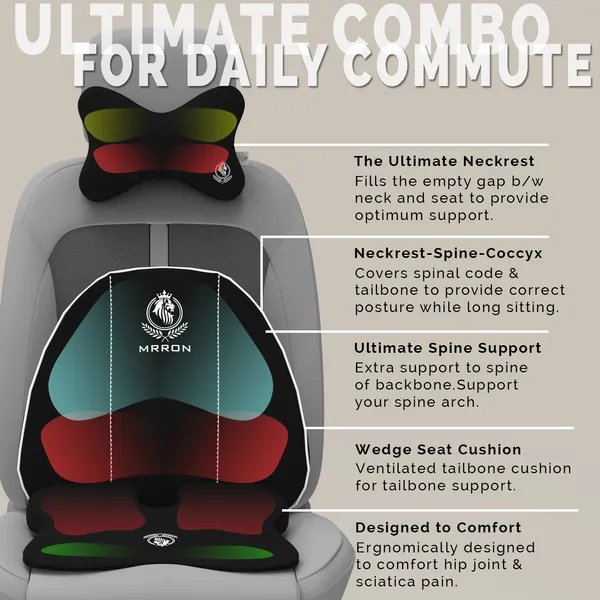 MRRON_Memory_Foam_Car_Seat_Cushion_Combo_–_Backrest,_Seat_Cushion_&_Neckrest_for_Tailbone,_Sciatica_&_Back_Pain_Relief_–_Orthopedic_Support_for_Driving,_Office_Chair.