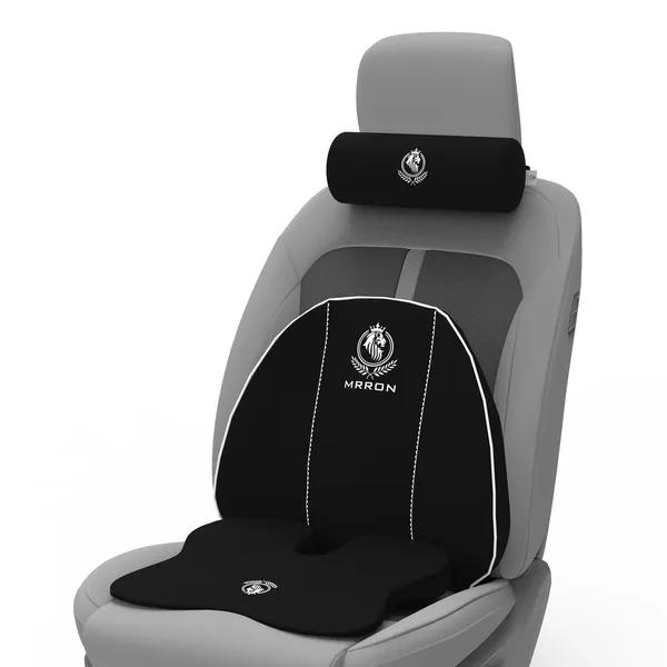 MRRON_Memory_Foam_Car_Seat_Cushion_Combo_–_Backrest,_Seat_Cushion_&_Neckrest_for_Tailbone,_Sciatica_&_Back_Pain_Relief_–_Orthopedic_Support_for_Driving,_Office_Chair.