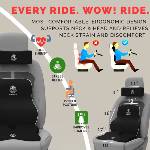 MRRON_Memory_Foam_Car_Seat_Cushion_Combo_–_Backrest,_Seat_Cushion_&_Neckrest_for_Tailbone,_Sciatica_&_Back_Pain_Relief_–_Orthopedic_Support_for_Driving,_Office_Chair.