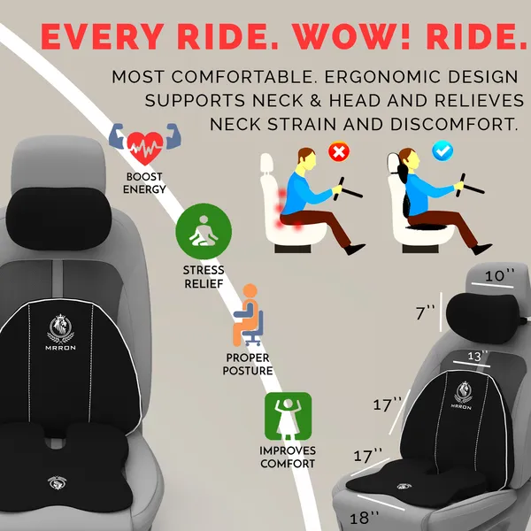 MRRON_Memory_Foam_Car_Seat_Cushion_Combo_–_Backrest,_Seat_Cushion_&_Neckrest_for_Tailbone,_Sciatica_&_Back_Pain_Relief_–_Orthopedic_Support_for_Driving,_Office_Chair.