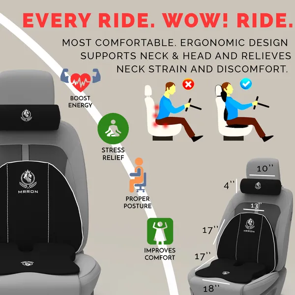 MRRON_Memory_Foam_Car_Seat_Cushion_Combo_–_Backrest,_Seat_Cushion_&_Neckrest_for_Tailbone,_Sciatica_&_Back_Pain_Relief_–_Orthopedic_Support_for_Driving,_Office_Chair.