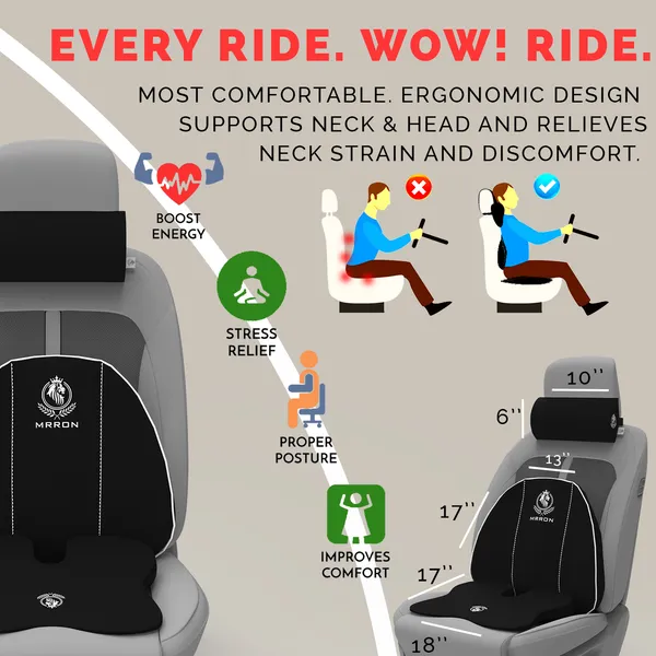 MRRON_Memory_Foam_Car_Seat_Cushion_Combo_–_Backrest,_Seat_Cushion_&_Neckrest_for_Tailbone,_Sciatica_&_Back_Pain_Relief_–_Orthopedic_Support_for_Driving,_Office_Chair.