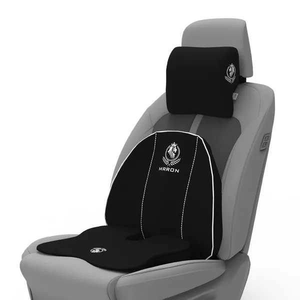 MRRON_Memory_Foam_Car_Seat_Cushion_Combo_–_Backrest,_Seat_Cushion_&_Neckrest_for_Tailbone,_Sciatica_&_Back_Pain_Relief_–_Orthopedic_Support_for_Driving,_Office_Chair.