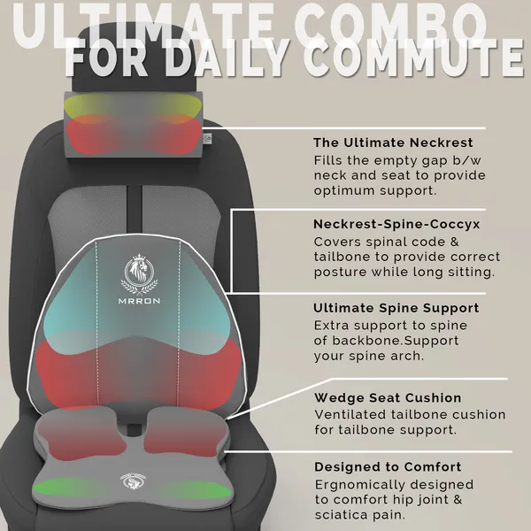 MRRON_Memory_Foam_Car_Seat_Cushion_Combo_–_Backrest,_Seat_Cushion_&_Neckrest_for_Tailbone,_Sciatica_&_Back_Pain_Relief_–_Orthopedic_Support_for_Driving,_Office_Chair.