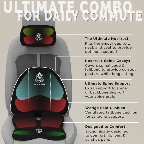MRRON_Memory_Foam_Car_Seat_Cushion_Combo_–_Backrest,_Seat_Cushion_&_Neckrest_for_Tailbone,_Sciatica_&_Back_Pain_Relief_–_Orthopedic_Support_for_Driving,_Office_Chair.